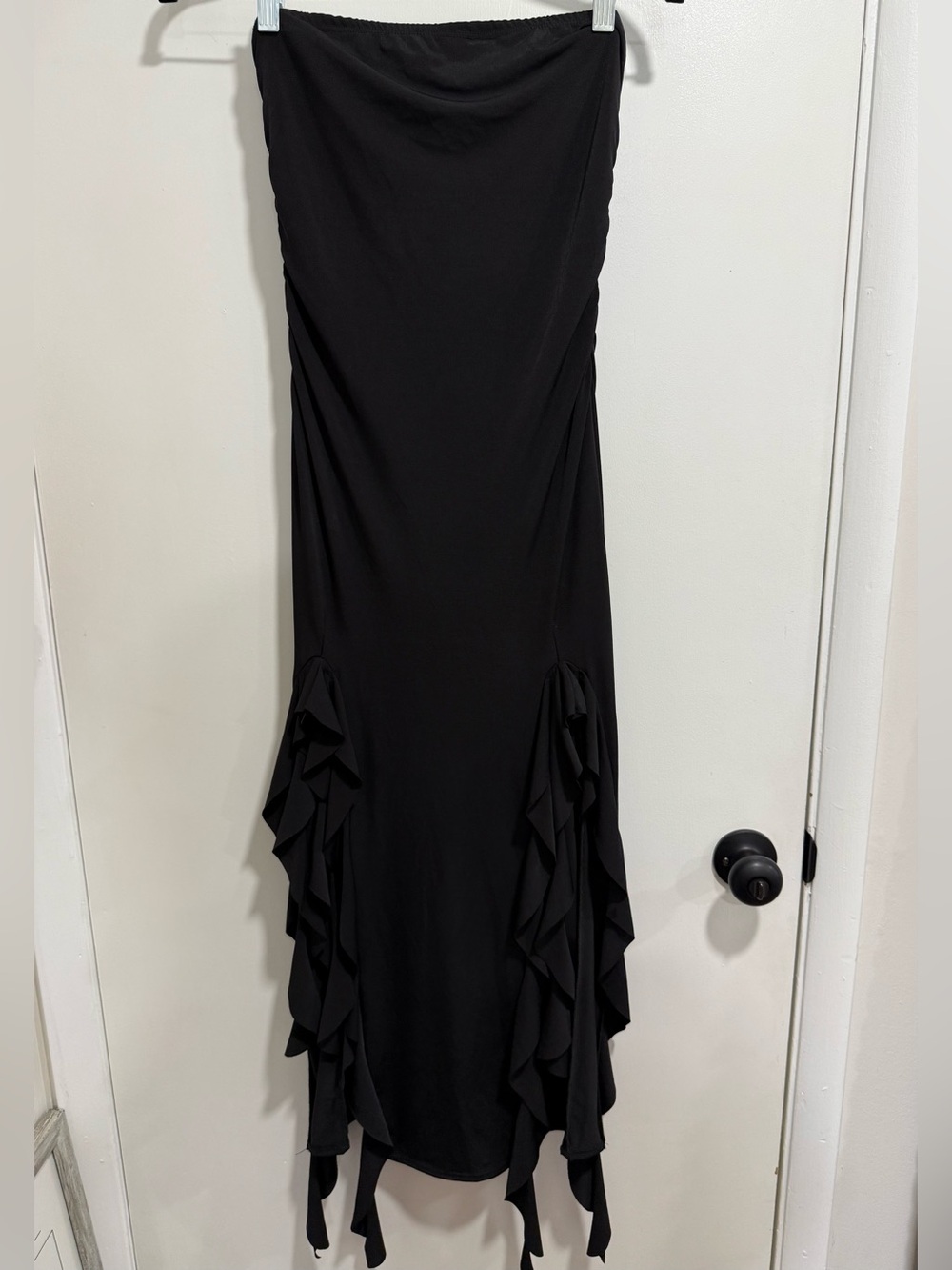 Rue21 Black Maxi Skirt with Ruffles Slit